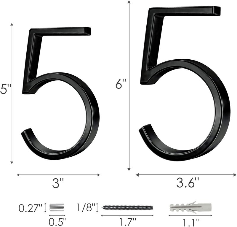 BVNUD 6 Inch Stainless Steel Floating House Number, Metal Modern House Numbers, for Outdoor Mailbox Yard Home Wall DoorGarage Gate with Nail Kit, Coated Black, 911 Visibility Signage - Image 2